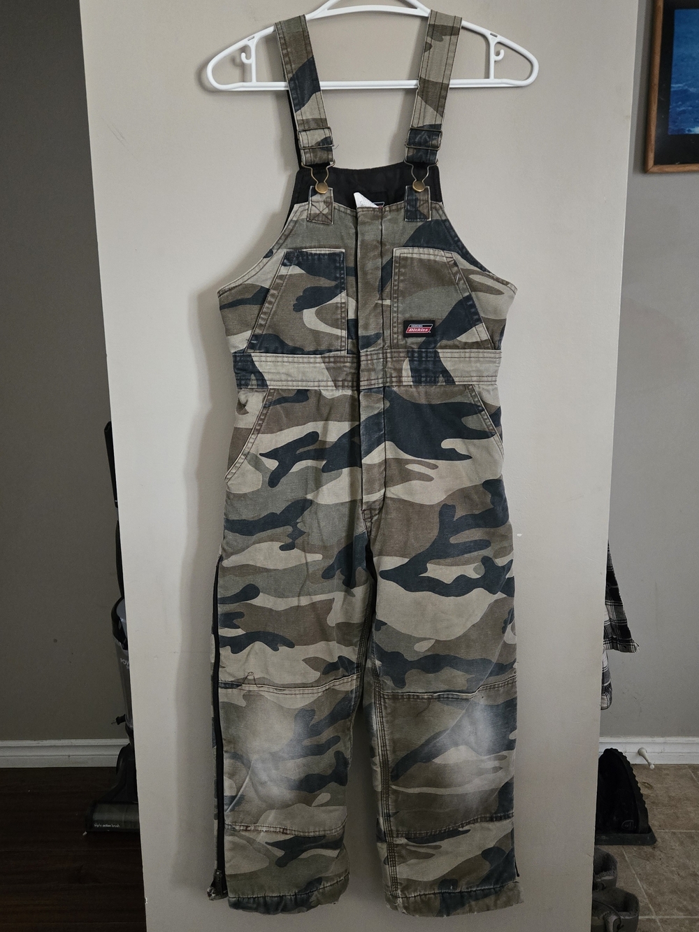 Dickies Camo Bib Overalls Insulated Kids Large